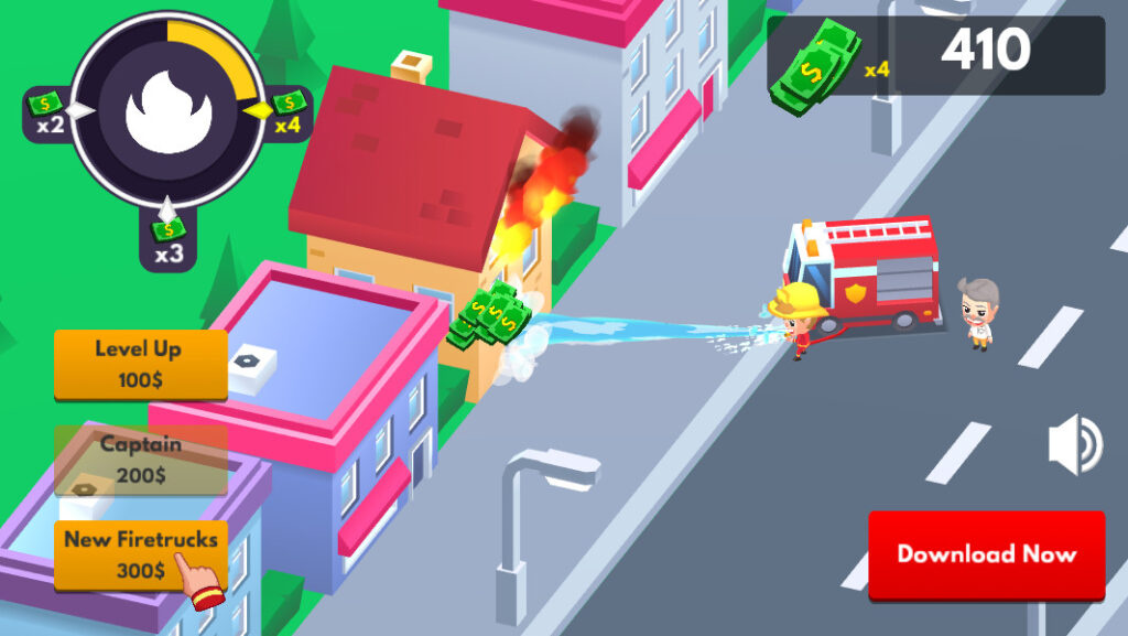Playable ad for Idle Firefighter Tycoon